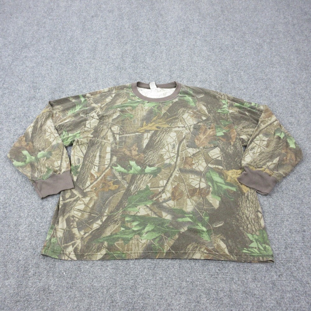 Ranger Shirt Mens 2XL Brown Camouflage Long Sleeve Pocket Tee Hunting Outdoor